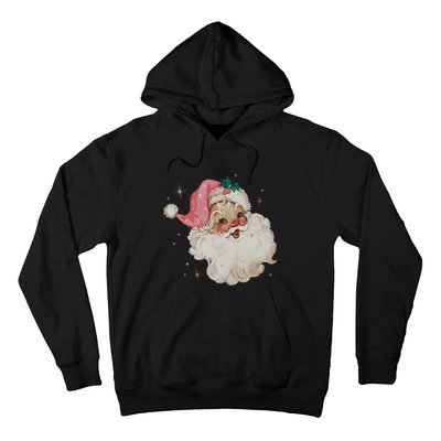 Vintage Retro Santa Christmas Pink Hat Hoodie