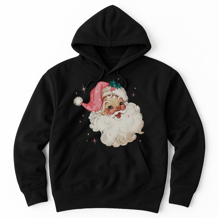 Vintage Retro Santa Christmas Pink Hat Hoodie