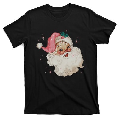 Vintage Retro Santa Christmas Pink Hat T-Shirt