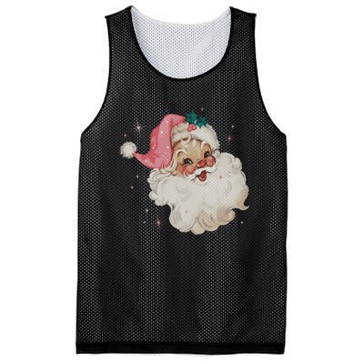 Vintage Retro Santa Christmas Pink Hat Mesh Reversible Basketball Jersey Tank