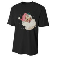 Vintage Retro Santa Christmas Pink Hat Performance Sprint T-Shirt