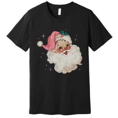 Vintage Retro Santa Christmas Pink Hat Premium T-Shirt