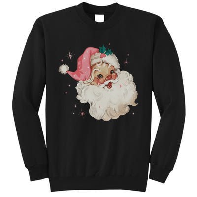 Vintage Retro Santa Christmas Pink Hat Tall Sweatshirt