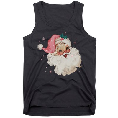 Vintage Retro Santa Christmas Pink Hat Tank Top