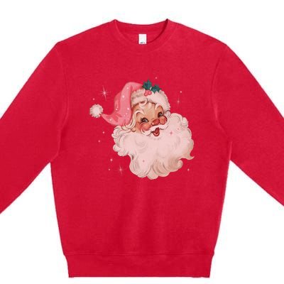 Vintage Retro Santa Christmas Pink Hat Premium Crewneck Sweatshirt