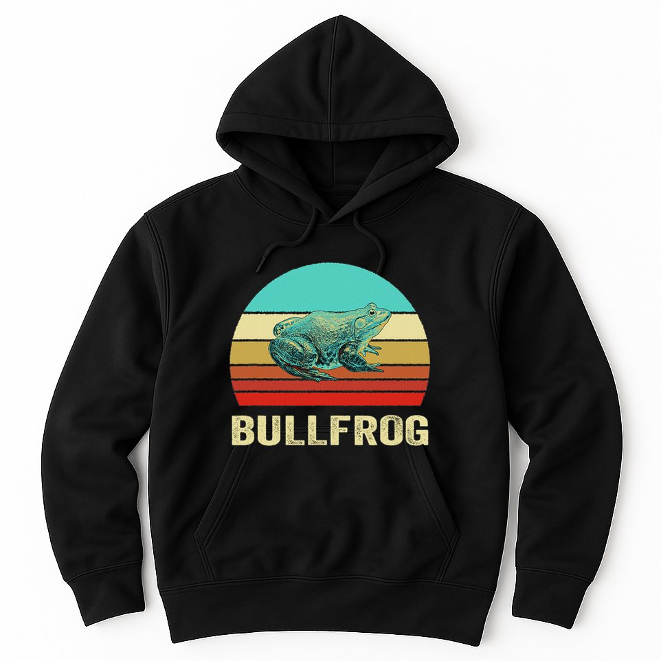 Vintage Retro Style Sunset Bullfrog Hoodie