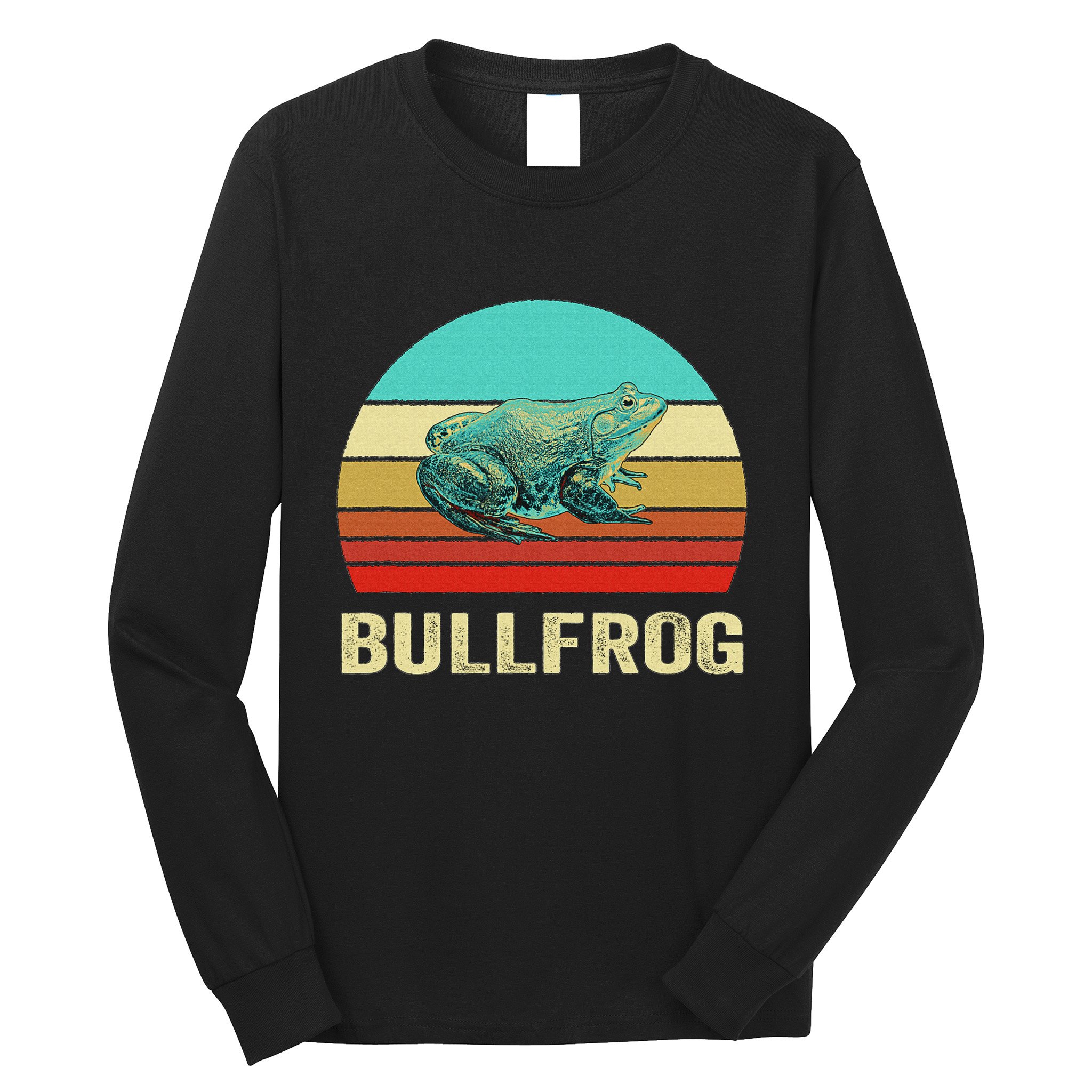 Vintage Retro Style Sunset Bullfrog Long Sleeve Shirt