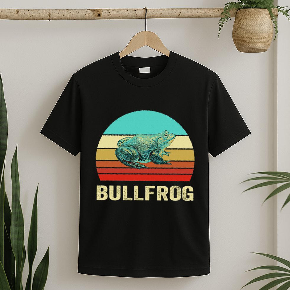 Vintage Retro Style Sunset Bullfrog T-Shirt