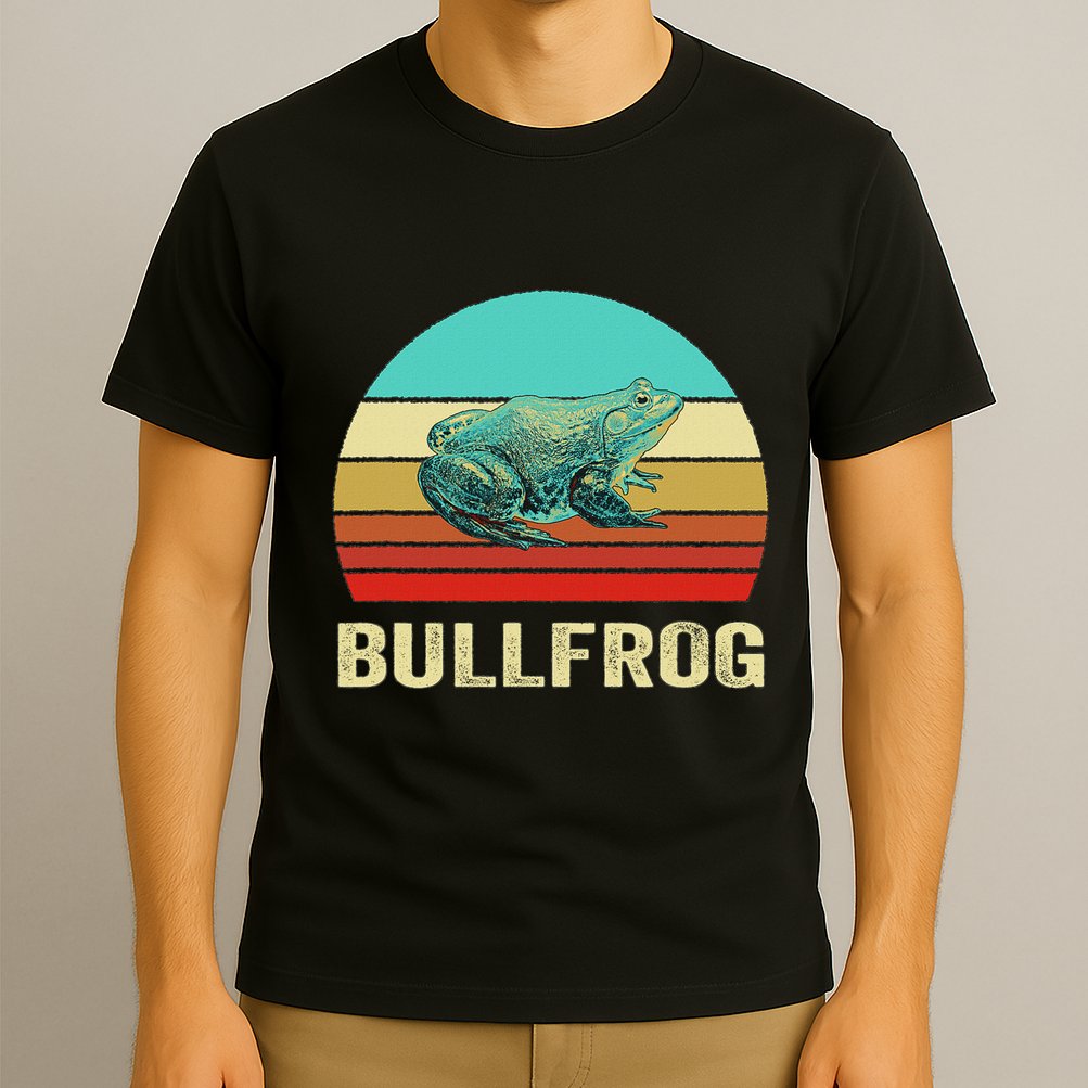 Vintage Retro Style Sunset Bullfrog T-Shirt