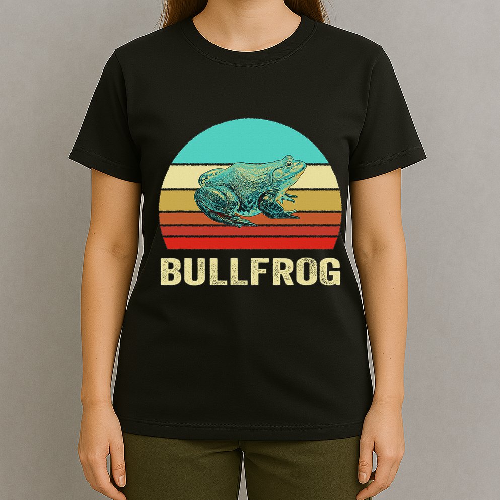 Vintage Retro Style Sunset Bullfrog T-Shirt