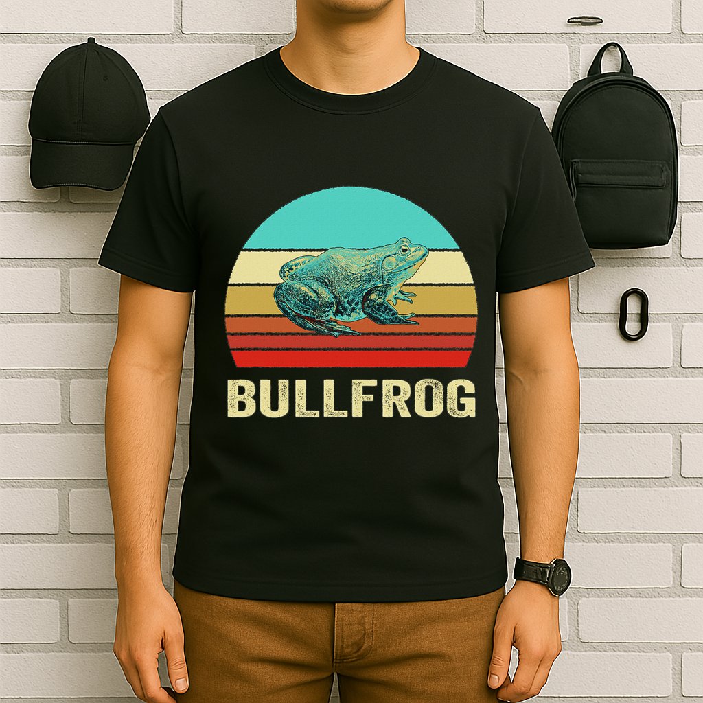 Vintage Retro Style Sunset Bullfrog T-Shirt