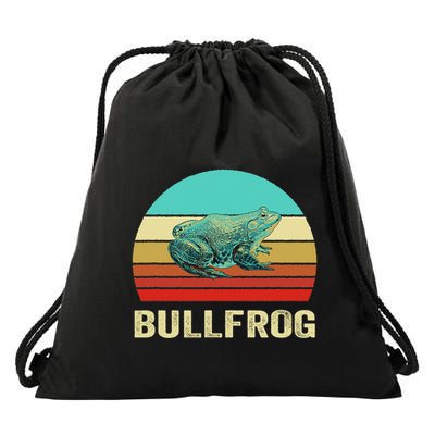Vintage Retro Style Sunset Bullfrog Drawstring Bag