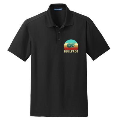 Vintage Retro Style Sunset Bullfrog Dry Zone Grid Polo