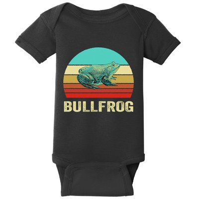 Vintage Retro Style Sunset Bullfrog Baby Bodysuit