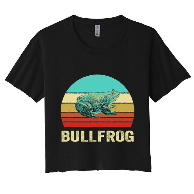 Vintage Retro Style Sunset Bullfrog Crop Top