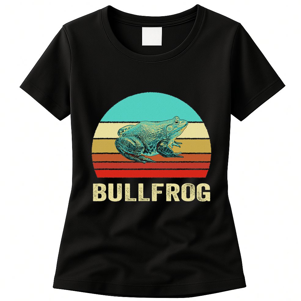 Vintage Retro Style Sunset Bullfrog Womens T-Shirt