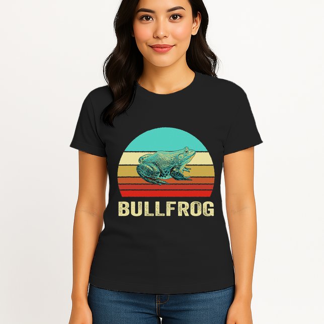 Vintage Retro Style Sunset Bullfrog Womens T-Shirt