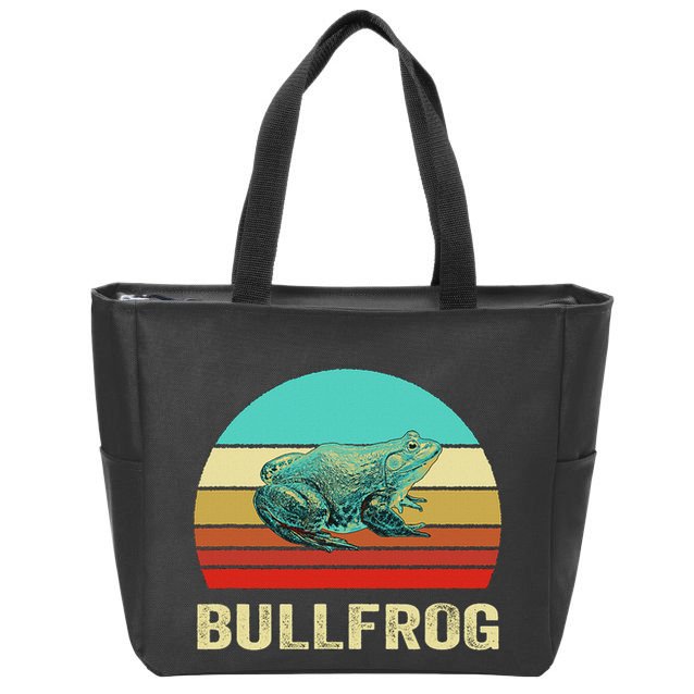 Vintage Retro Style Sunset Bullfrog Zip Tote Bag