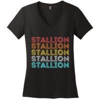 Vintage Retro Stallion Women's V-Neck T-Shirt