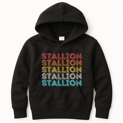 Vintage Retro Stallion Kids Hoodie