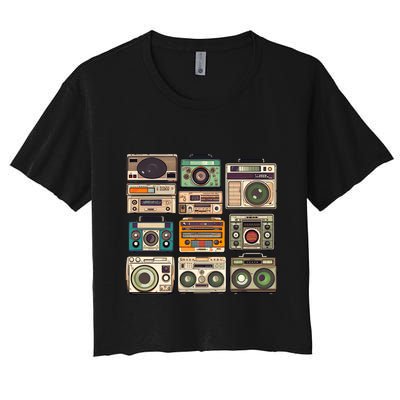 Vintage Radio Sets Crop Top