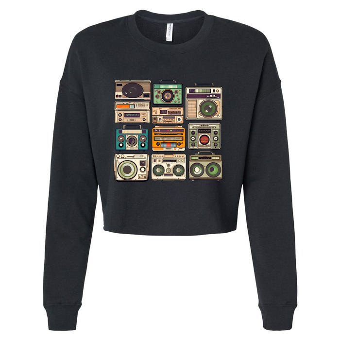 Vintage Radio Sets Cropped Pullover Crew