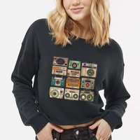 Vintage Radio Sets Cropped Pullover Crew