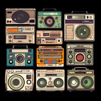 Vintage Radio Sets Cropped Pullover Crew