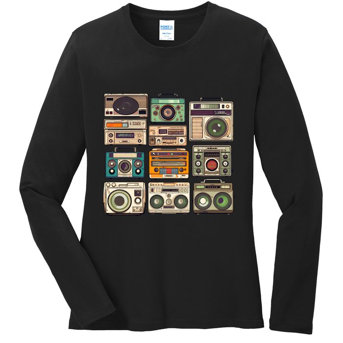Vintage Radio Sets Ladies Long Sleeve Shirt