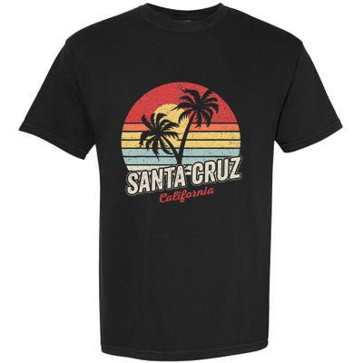 Vintage Retro Santa Cruz California Beach Sunset Garment-Dyed Heavyweight T-Shirt