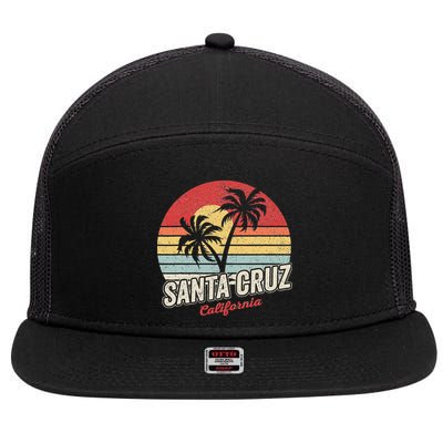 Vintage Retro Santa Cruz California Beach Sunset 7 Panel Mesh Trucker Snapback Hat