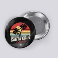 Vintage Retro Santa Cruz California Beach Sunset Button