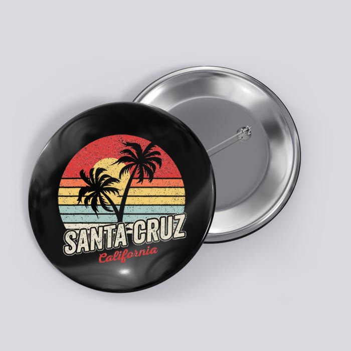 Vintage Retro Santa Cruz California Beach Sunset Button