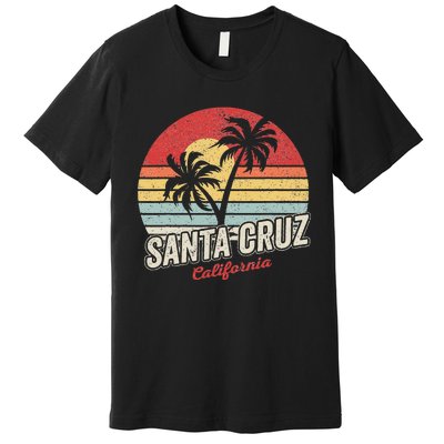 Vintage Retro Santa Cruz California Beach Sunset Premium T-Shirt