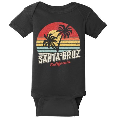 Vintage Retro Santa Cruz California Beach Sunset Baby Bodysuit