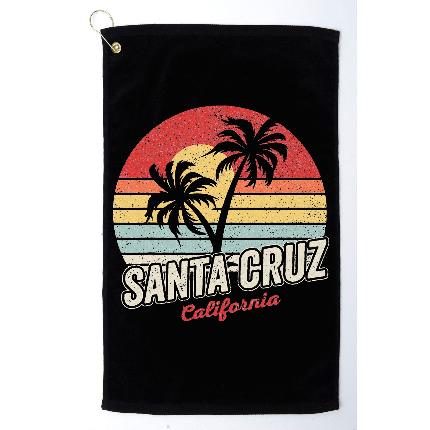 Vintage Retro Santa Cruz California Beach Sunset Golf Towel