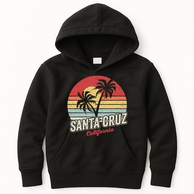 Vintage Retro Santa Cruz California Beach Sunset Kids Hoodie
