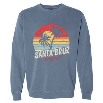 Vintage Retro Santa Cruz California Beach Sunset Garment-Dyed Sweatshirt