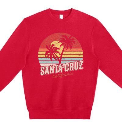 Vintage Retro Santa Cruz California Beach Sunset Premium Crewneck Sweatshirt