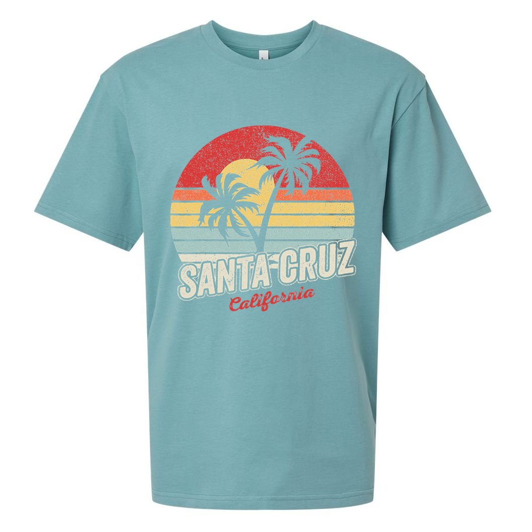 Vintage Retro Santa Cruz California Beach Sunset Sueded Cloud Jersey T-Shirt