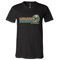 Vintage Retro Summer Vacation California La Jolla Beach V-Neck T-Shirt