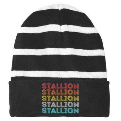 Vintage Retro Stallion Striped Beanie with Solid Band