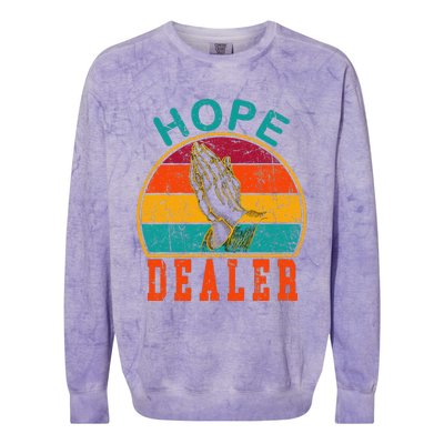 Vintage Retro Sunset Motivational Quote Hope Dealer  Colorblast Crewneck Sweatshirt