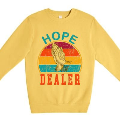 Vintage Retro Sunset Motivational Quote Hope Dealer  Premium Crewneck Sweatshirt