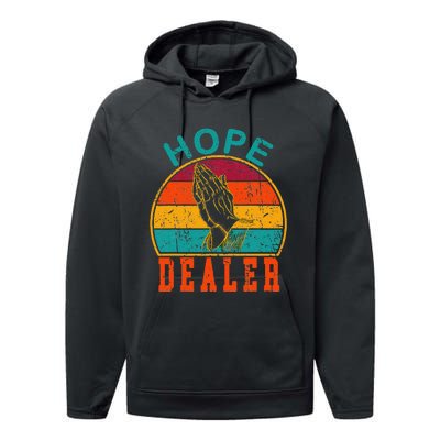 Vintage Retro Sunset Motivational Quote Hope Dealer  Performance Fleece Hoodie