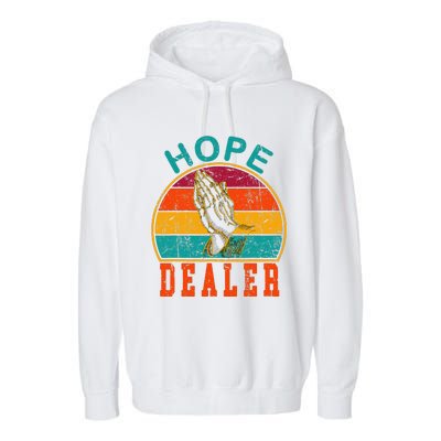 Vintage Retro Sunset Motivational Quote Hope Dealer  Garment-Dyed Fleece Hoodie