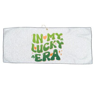 Vintage Retro St Patricks Day In My Lucky Era Large Microfiber Waffle Golf Towel