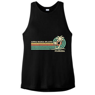 Vintage Retro Summer Vacation Florida Anna Maria Island Ladies PosiCharge Tri-Blend Wicking Tank