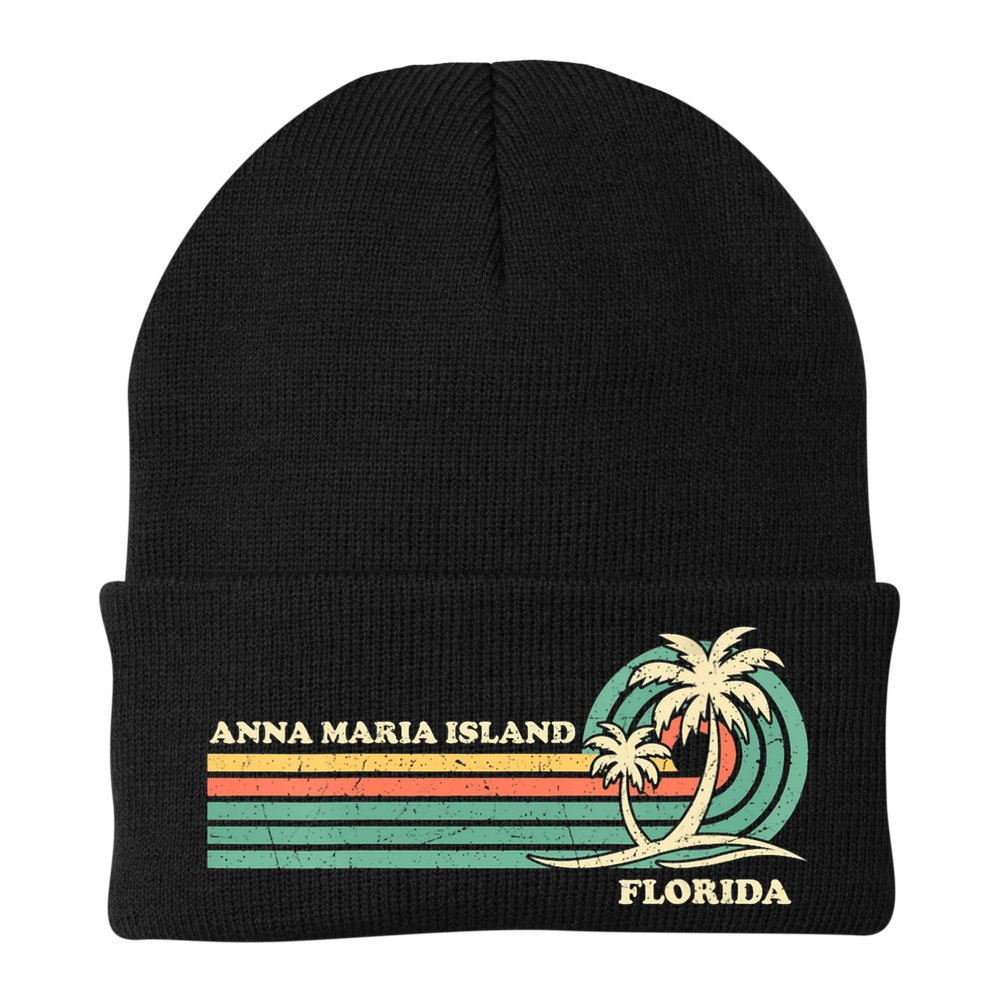Vintage Retro Summer Vacation Florida Anna Maria Island Beanie