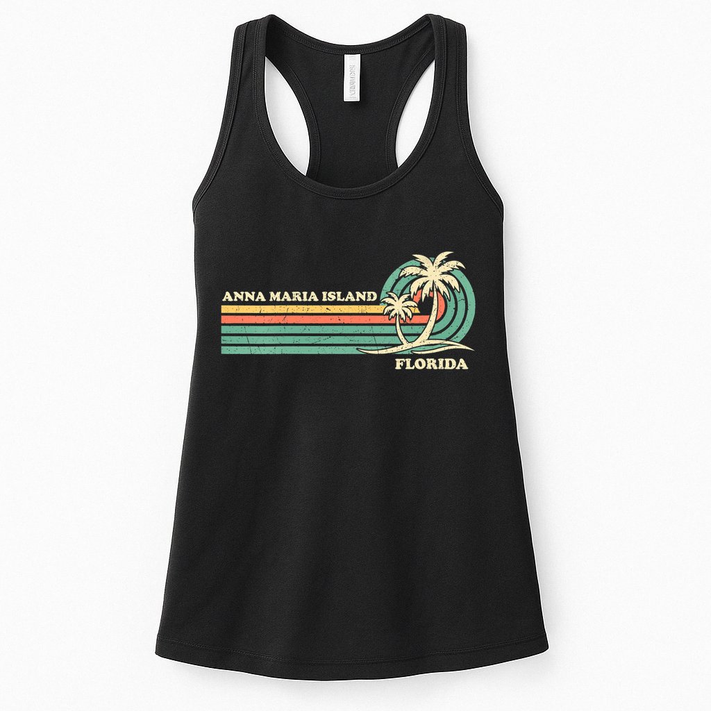 Vintage Retro Summer Vacation Florida Anna Maria Island Womens Tank Top